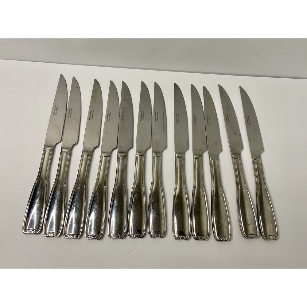 Reed & Barton Manor Park Stainless Steak Knives Lot Of 12 Replacements